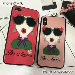 iPhoneケース アイフォンケース iPhoneカバー サングラスガール おしゃれ 人気 背面強化ガラス 可愛い 大人可愛い レディース カラフル 