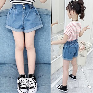 デニムパンツ キッズ 子供服 女の子 ハーフパンツ 短パン 夏服 ボトムス ストレッチパンツ ウェストゴム 伸びる ジーンズ 半ズボン 韓国