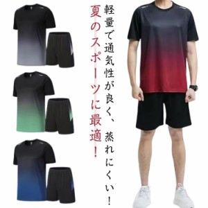 tシャツ 夏 レディース 無地 ハーフパンツ 半袖Tシャツ 吸汗速乾 2点セット スポーツウェア メンズ 軽量 半袖 トレーニングウェア カジュ