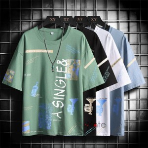 半袖 メンズ 半袖 Tシャツ カットソー 丸首Tシャツ プリントTシャツ メンズファッション