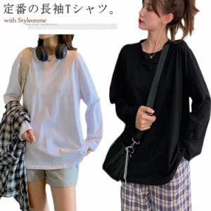 トップス 肌着 重ね着 長袖tシャツ カットシー 長袖 tシャツ ロンT ロング丈tシャツ Tシャツ レディース インナー 体型カバー ロング丈 