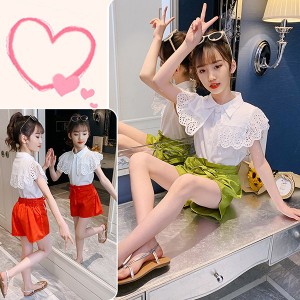 セットアップ 子供服 キッズ ハーフパンツ ブラウス トップス 春夏 tシャツ ジュニア ベビー服 韓国子ども服 半ズボン 女の子 薄手 涼し