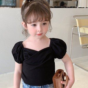 韓国子供服 半袖 子供服 夏服 トップス 女の子 無地 ブラウス 赤ちゃん tシャツ カットソー Tシャツ ベビー服 tシャツ カジュアル 可愛い