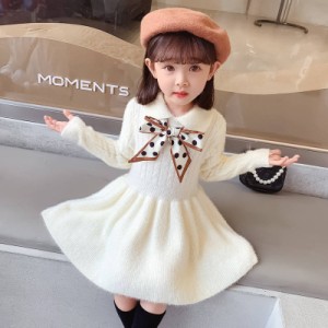 子供 ニット ワンピース 綿服 冬 キッズワンピース 女の子ワンピース キッズ服 子供服 カジュアル かわいい 柔らかい お出かけ 発表会 入