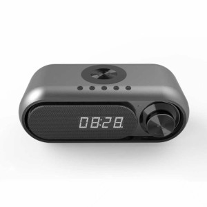 Qi 対応 Bluetooth スピーカー ワイヤレス充電器 高音質 ラジオ 目覚まし時計 5/10W出力 iPhone Android対応 1台4役