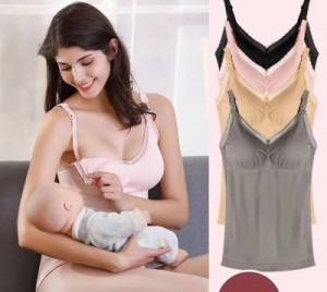 2枚入り スリップ 授乳キャミソール 2WAY 授乳 キャミ カップ付き 綿 マタニティ キャミソール タンクトップ ノンワイヤー 肩紐 ブラトッ