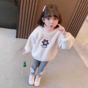 トレーナー スウェット トップス もこもこ 長袖 プルオーバー フードなし 表ボア キッズ 子供 ジュニア 女の子 冬 部屋着 暖かい 小学生 