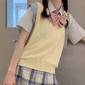 スクールベスト ニットベスト 制服 学生服 高校生 JK DK 女子高生 チョッキ 通学 通勤 Vネック 無地 ゆったり カジュアル 入学式 卒業式 