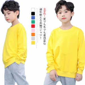 ロンT キッズ 長袖Tシャツ 子供服 秋服 キッズ 男の子 女の子 ベビー 綿100% バックプリント ジュニアサイズ  送料無料 ラウンドネック 