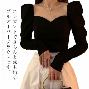  トップス レトロ インナー 長袖 Vネック 長袖シャツ カジュアルシャツ 長袖ブラウス プルオーバー 女子 春服 秋服 春秋 ブラウス 無地 