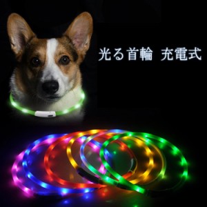  LED首輪 ライト 充電式 犬 首輪 光る お散歩 光る首輪 ペット 犬 猫 ドッグ用品 ペット用品 光る首輪 レインボー LED 軽量 送料無料 安