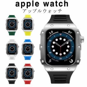  ラバー apple 腕時計 バンド ケース 高級ベルト アップルウォッチ カバー シルバーカバー watch 一体型 バンド ケースバンド メンズ レ