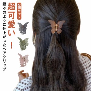  蝶々 まとめ髪 ミニ 送料無料  前髪 2個セット 超軽量  ヘアクリップ 前髪 ヘアアレンジ マット 小さめ クリア  しっかり バンスクリッ