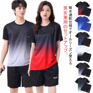  上下セット メンズ Tシャツ レディース サウナスーツ 無地 スポーツウェア パンツ 半袖Tシャツ トレーニングウェア 短パン 半ズボン ル