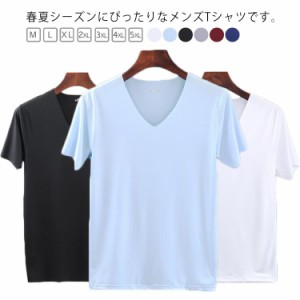  ゴルフ 接触冷感 半袖 スポーツウェア メンズ 涼しい Tシャツ クール シームレス ジム ジョギング Vネック ランニング 部屋着 インナー 