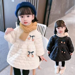 子供 ワンピース 綿服 冬 女の子 ワンピース キッズ服 子供服 こどもドレス 長袖 ルーズ コットン ジッパー付き チェリー かわいい 韓国