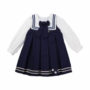 ワンピース 女の子 シャツ ドレス 2点セット 子供 キッズ 長袖 制服 子ども服 子供ドレス おしゃれ 可愛い 学院風 海軍風 入学式 卒業式 