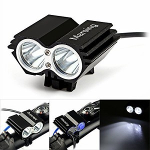 Marsing X2 自転車ライトヘッドライト 6500K LED 2x Cree XM-L U2 高輝度 2000ルーメン 4モード（3段階の光度ストロボ）機