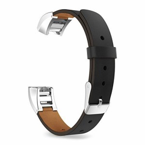 Xberstar Fitbit Alta HR/Fitbit Alta バンド ベルト 交換ベルト 革製 クイックリリース式 4色あり (黒)