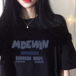 Tシャツ レディース 半袖 夏 ゆるい トップス 韓国ファッション 原宿系 BF風 ヒップホップ ダンス ストリート風 カジュアル