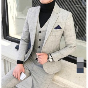 スリムスーツ 就職活動 大きいサイズ メンズスーツ 礼服 ラシャジャケット+ベスト+ズボン 紳士 スーツ suit