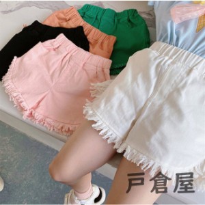 韓国子供服 ジーンズ 女の子 ボトムス ショートパンツ 夏着 キッズ  デニムショートパンツ 可愛い 女児 通学 通園 カジュアル パンツ110-