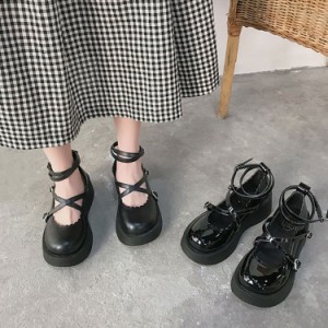 厚底 パンプス レディース 靴 カジュアルシューズ  メリージェーン 可愛い かわいい 韓国 黒 おしゃれ