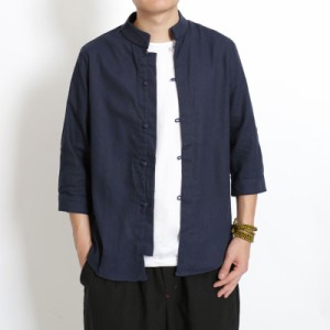 綿麻Tシャツ 涼しい メンズ 中国風tシャツ 斜めチャイナボタンtシャツ 民族風ｔシャツ イレギュラーtシャツ 半袖tシャツ