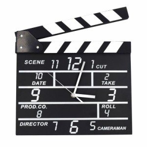 壁掛け時計 インテリア 家具 装飾 カチンコ Clapperboard 静音時計 ウッドクロック レトロ リビング 寝室 客間