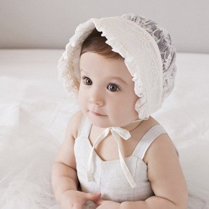 赤ちゃん用帽子 ベビー帽子 ボンネット フリルつき 総レース 顎ひも付き ベビー 赤ちゃん 女の子