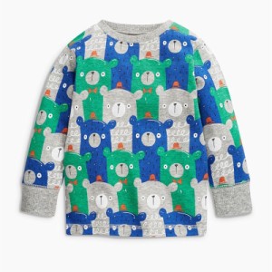 Tシャツ ロングTシャツ 子供用 キッズ 男の子 長袖 ラウンドネック 丸首 プリント クマ アニマル柄 春服 秋服 冬服 カジュアル かっこい