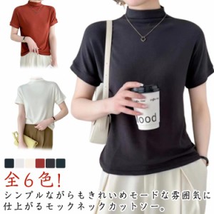 ハイネック tシャツ 半袖 カットソー レディース ゴルフウエア モックネック ゴルフ 半袖 無地 Tシャツ インナー スポーツ スリム 30代 4