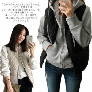 (送料無料)べスト レディース 軽い 秋 冬 服 薄手 あったか 保温 防寒 ジャケット アウター 綿100％ ひし模様 菱柄 カジュアル お出かけ 