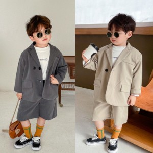 オシャレ カジュアル スーツ 男の子 カコイイ 子供服 2点セット 半パンツ キッズ 上下セット ゆったり 長袖 きれいめ 上品 卒業式 入学式