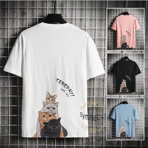 トップス メンズ Tシャツ メンズティーシャツ 猫柄 半袖Tシャツ 夏服 カットソー Tシャツ