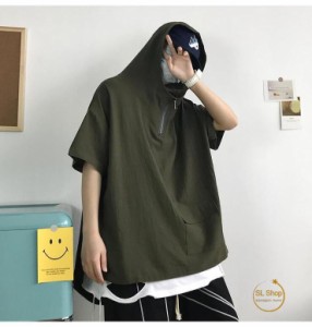 tシャツ メンズ カットソー 夏 半袖 パーカー フード付き tシャツ おしゃれ 薄地 レディース