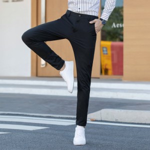 スラックス ロングパンツ スリム ゴルフパンツ ズボン ビジカジ ビジネス 細身 スラックス メンズ 美脚 大きいサイズあり 薄手 ストレッ