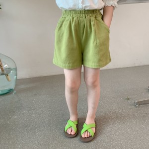 パンツ 子供服 子ども服 女の子 カジュアル ナチュラル キッズ ポケット ゴム カラバリ ショートパンツ 無地 春 夏