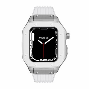 アップルウォッチ バンド 合金製 Apple Watch ベルト 一体型 バンド カバー 亜鉛合金 44mm 45mm アップルウォッチ series8 7 6 5 4 SE 対
