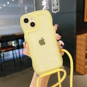 スマホケース うねうね ショルダー タイプ クリア iPhoneケース iPhone14 13 12 11 XR XS SE2 SE3 8 7 透明 レディース 韓国 可愛い