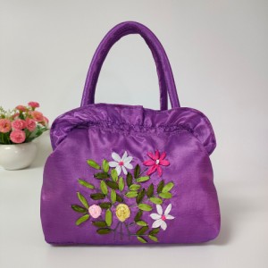 刺繍バッグ トートバック ボタニカル 刺繍 カバン 鞄 かばん 丸い かわいい 携帯用 持ち運び用 アクセサリーケース 可愛い シンプル 花柄