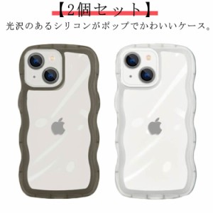 iPhone 15 14 13 12 11 ケース ウェーブ 多機種対応 クリア うねうね クリアケース 韓国 かわいい シンプル クリアケース 大人かわいい 