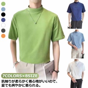 ハイネック カットソー ゴルフウェア ハイネック 半袖 Tシャツ 夏 ゴルフウェア 夏 モックネックシャツ メンズ メンズ ゴルフウェア 夏服