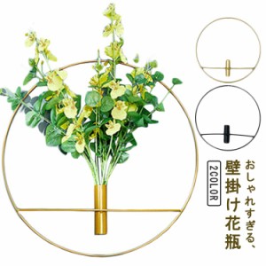 フラワーベース 壁掛け 大きい 一輪挿し 壁かけ 小さい 壁 ブラック 韓国 北欧 ゴールド シンプル 壁掛け 玄関 壁掛け 円形 ワイヤーフレ