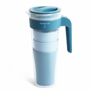 冷水筒 スリムジャグ 1.4L 横置き 縦置き 耐熱 カップ付き 麦茶ポット ピッチャー 水差し 熱湯 白 麦茶 冷水ポット