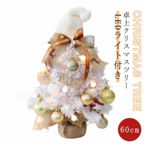 クリスマスツリー ミニツリー 雪化粧 60cm 卓上ツリー LEDライト付き ホワイト ミニ クリスマスツリー クリスマス 飾り クリスマスツリー