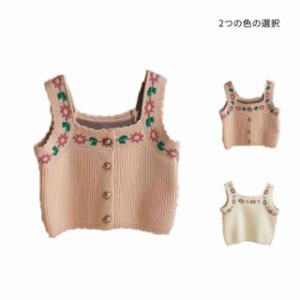 キャミベスト キッズ  春秋 ニットベスト ベスト トップス 女の子 ベビーベスト 子供服 ニット ノースリーブ  可愛い カジュアルベスト 