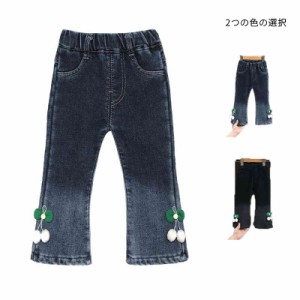 子供服　デニムパンツ　キッズ　春秋 ロングパンツ デニムパンツ ジーンズ　長ズボン　ロング丈 ウエストゴム　女の子　ジュニア　ボトム