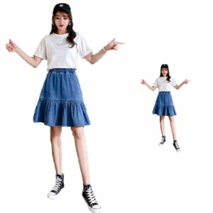 プリーツスカート キッズ 春夏秋 ショートスカート おしゃれスカート デニムスカート 無地 子供服 フリルスカート スカート フレアスカー