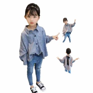 シャツ キッズ 春秋 チェック柄シャツ ゆったり 長袖 女の子 ジャケット アウター 折襟シャツ 子供服 ロングジャケット カジュアルジャケ